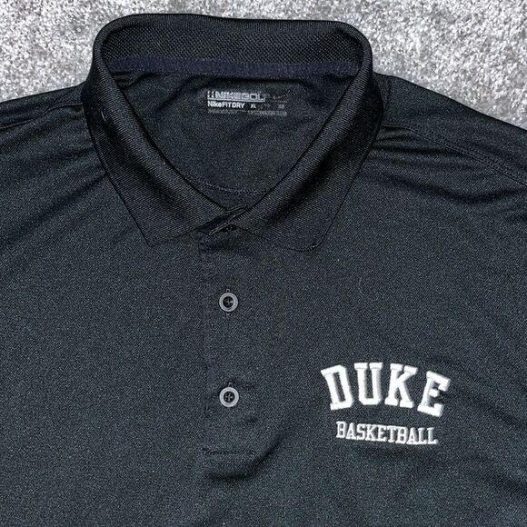 Black Nike Team issue Duke Blue Devils Basketball Polo Golf shirt XL Mens FitDry - Picture 1 of 2